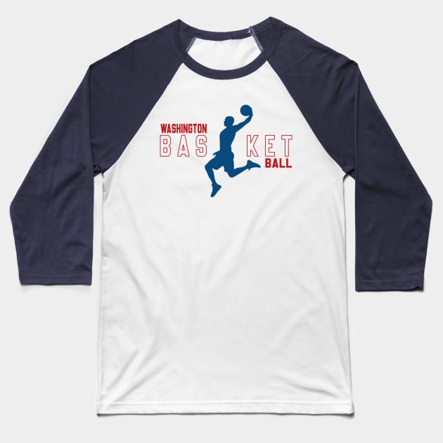 Washington Basketball Slam Dunks Baseball T-Shirt by Cemploex_Art